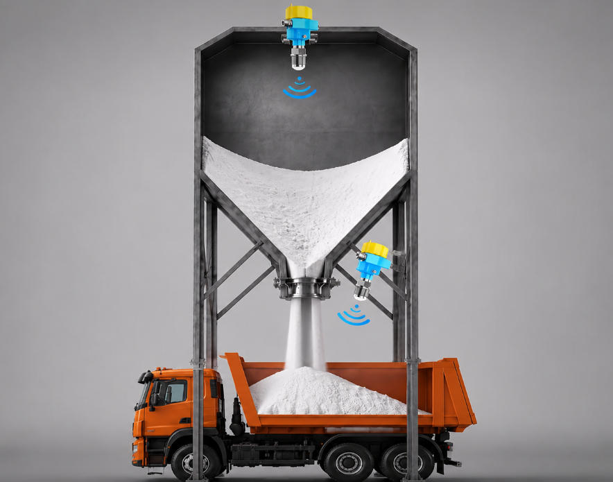 计为 JWrada® PRO 系列工业级雷达物位计成功应用于高粉尘粉体装车系统