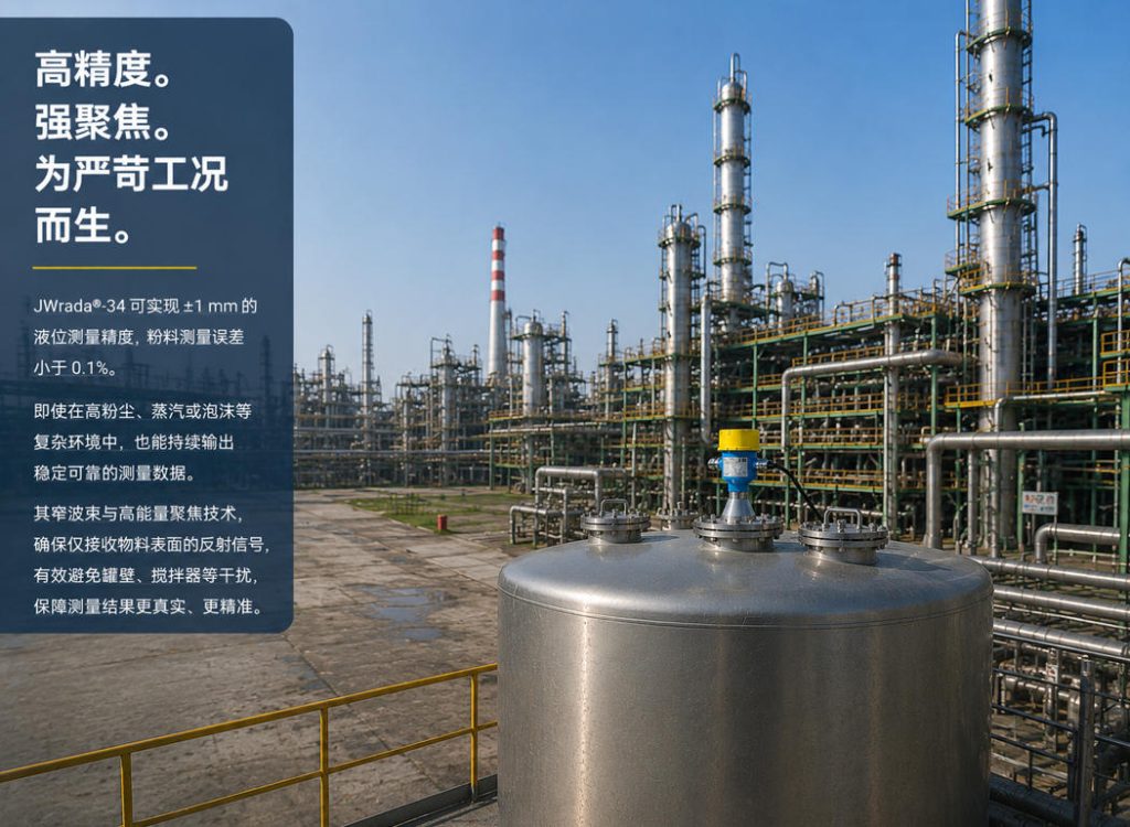 JWrada®-34雷达物位计:80GHz高频雷达技术助力复杂工况精准测量